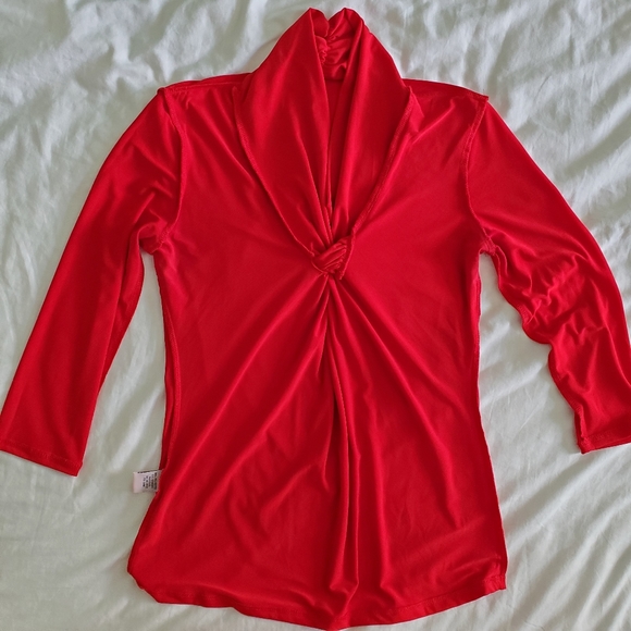 GRACE Red Dress Blouse Shirt SMALL - Picture 8 of 11